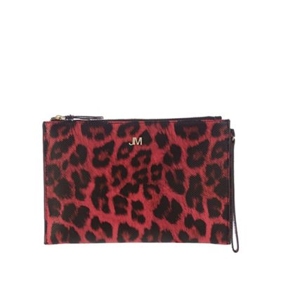 Bright pink leopard print clutch bag
